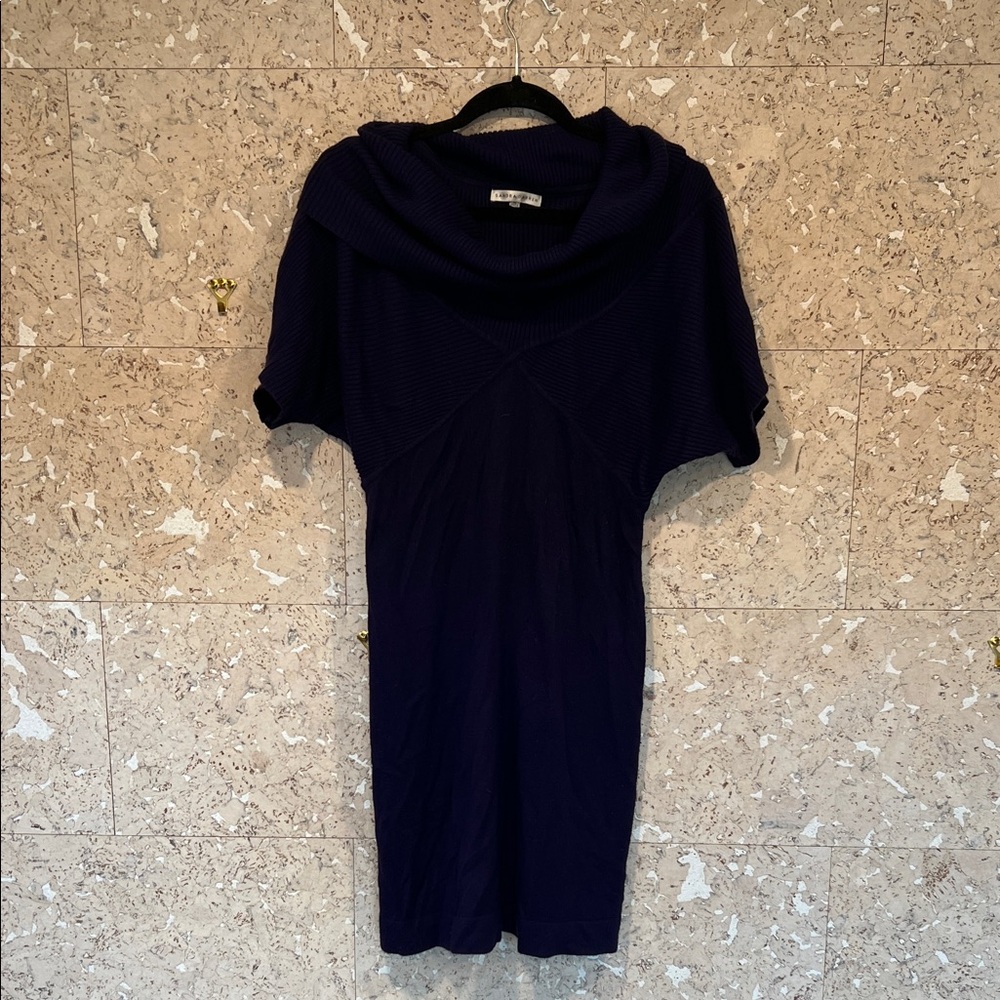 Sandra Darren Purple Cowl Neck Sweater Dress